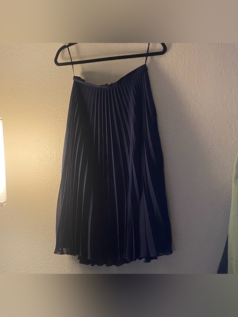 Topshop Dark Navy Pleated Midi Skirt